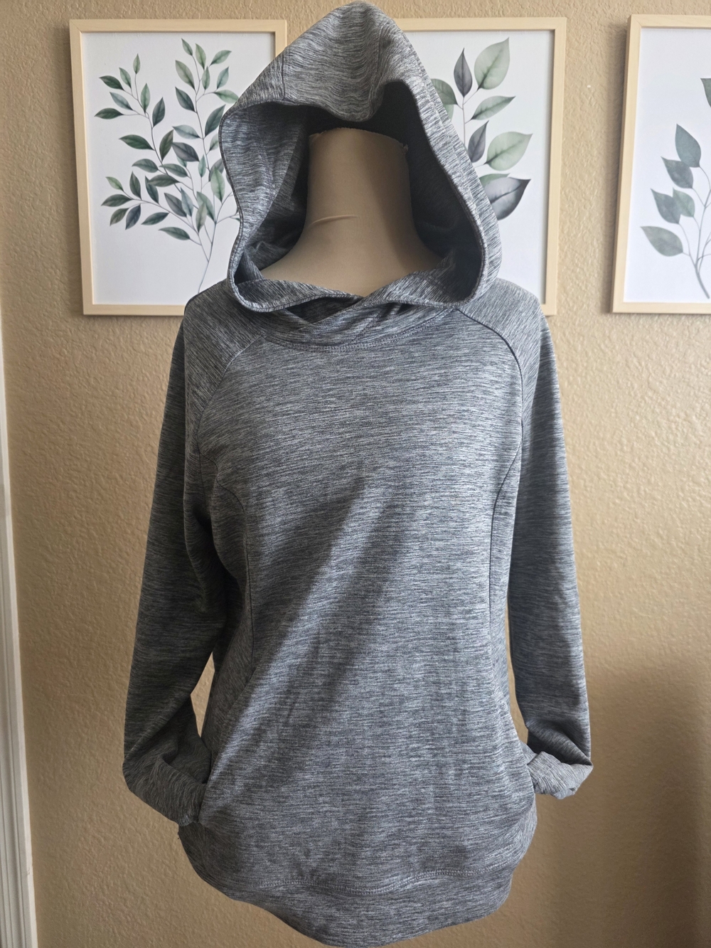Yogalicious Active Gray Space-Dye Pullover Hoodie Sweatshirt Sz Large